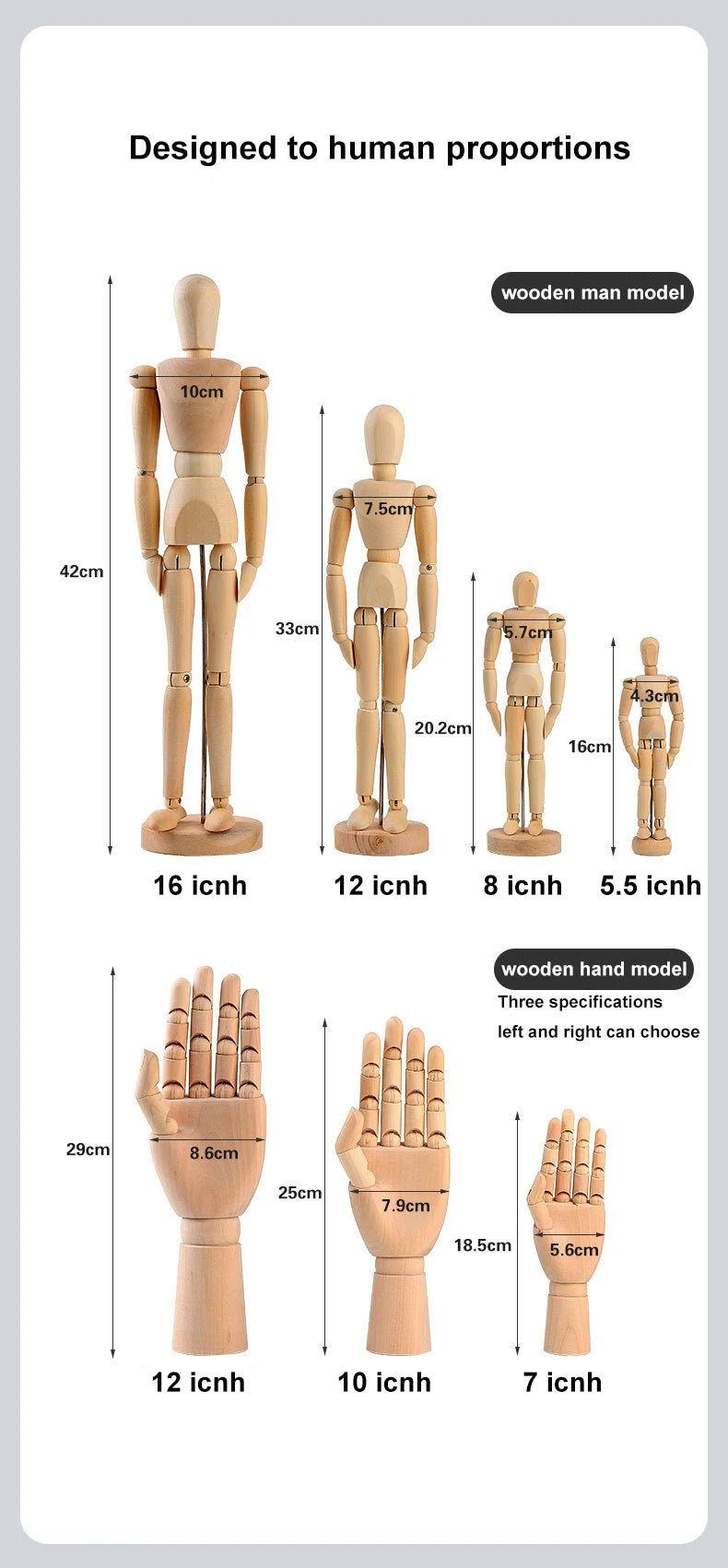 Wooden Hand Man Wood Drawing Mannequin Rotatable Modle Artist Movable Limbs Human Male Miniatures Figurines Decoration Crafts
