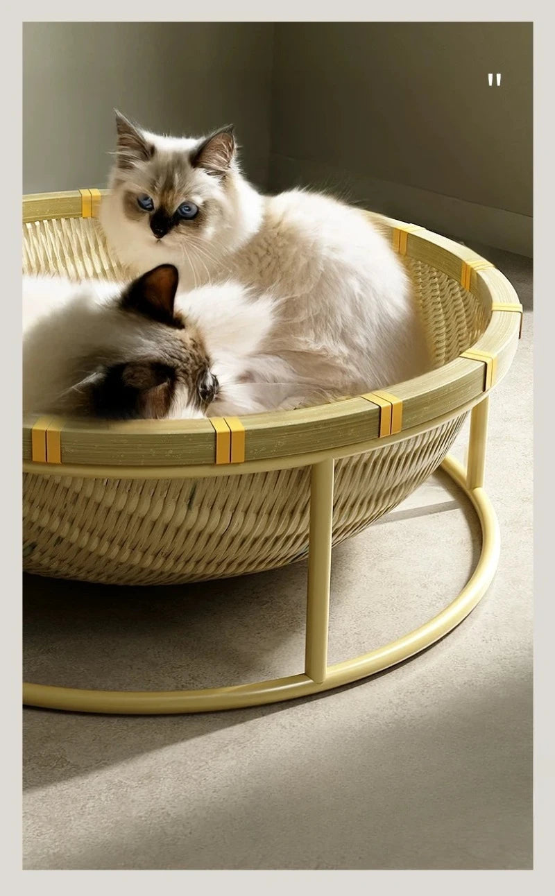 Bamboo Woven Cat Bed Moisture-proof Washable and Breathable Cats Beds and Furniture Wear Resistant Pet Products Cat Accessories