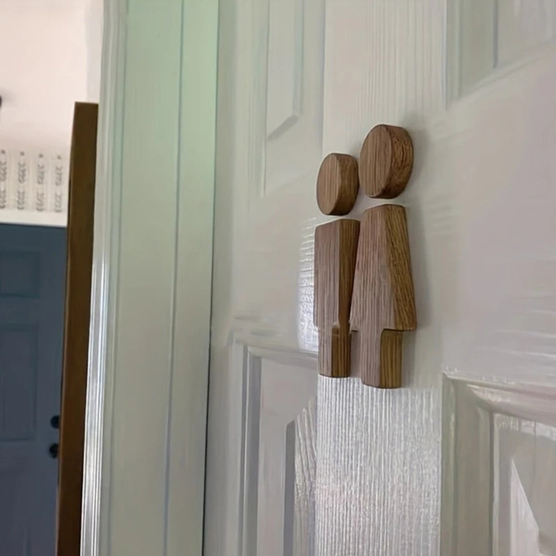 Wood Toilet Sign Men and Women Bathroom Signs Set Restroom Signage Bathroom Door Signs Washroom Signboard for Home