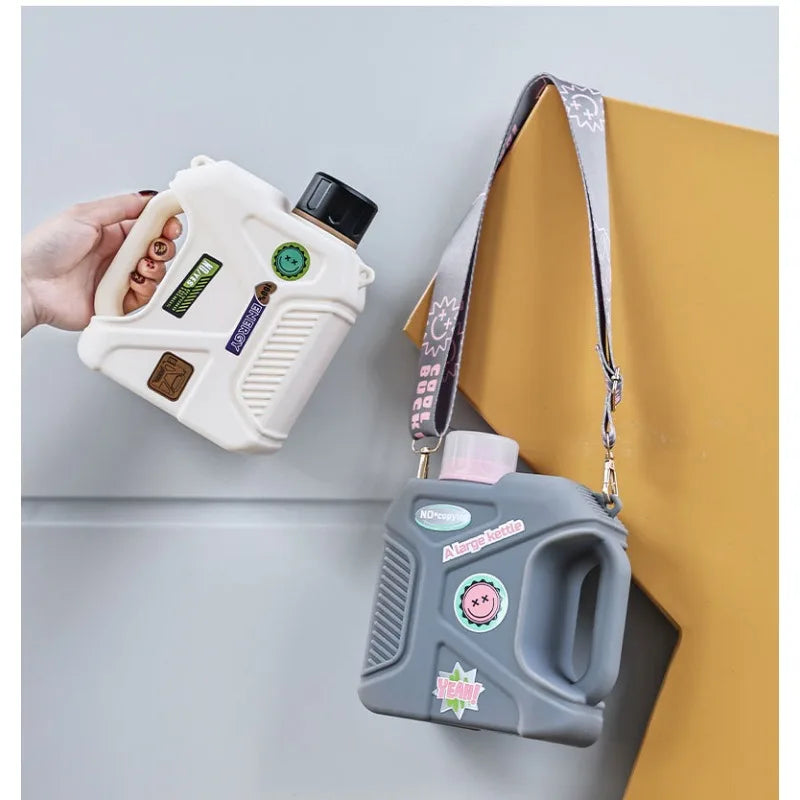 1.6L Extra-large Mug Large Capacity Sports Plastic Water Bottle with Handle Personalized Mecha Student Water Cups