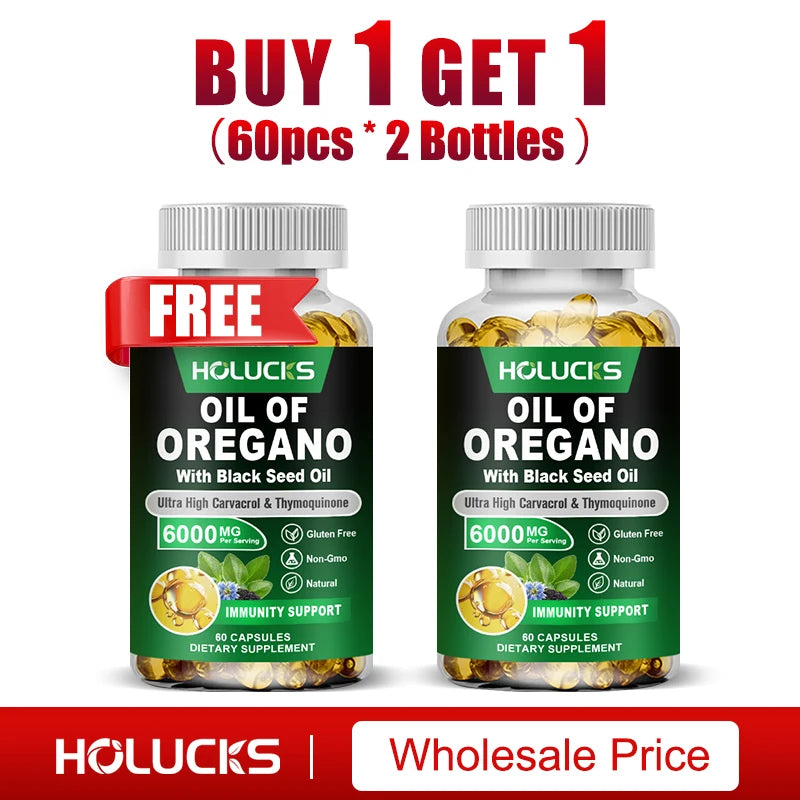 Organic Oil of Oregano Supplement, Promote Digestion, Enhance Vitality & Energy, Support Immune, Antioxidant, for Overall Health