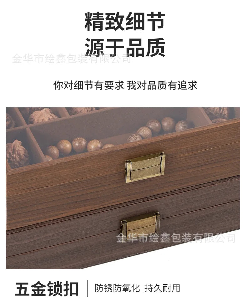 wooden watch storage and display box made of black walnut wood, multi-functional case for collecting watches, jewelry