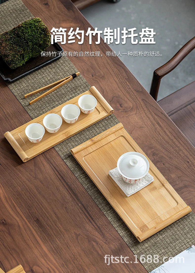 Bamboo tray rectangular Japanese bamboo wood home tea tray wooden bread barbecue tray hotel restaurant snack tray