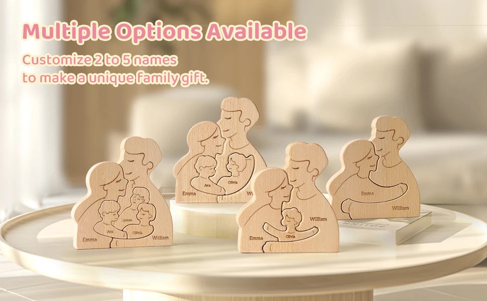 Wooden Family Puzzle Personalized Puzzles 2-5Names Birthday Anniversary Wedding Gifts for Women Men Customized Home Decor