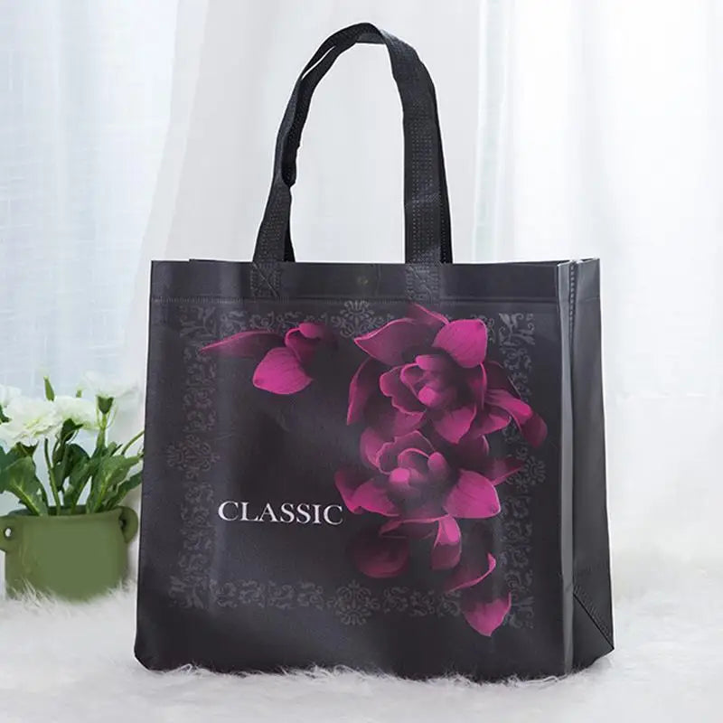 Eco Bag Flower Print Foldable Shopping Bag Reusable Tote Pouch Eco Travel Groccery Bags Female Non-woven Canvas Shopping Bags