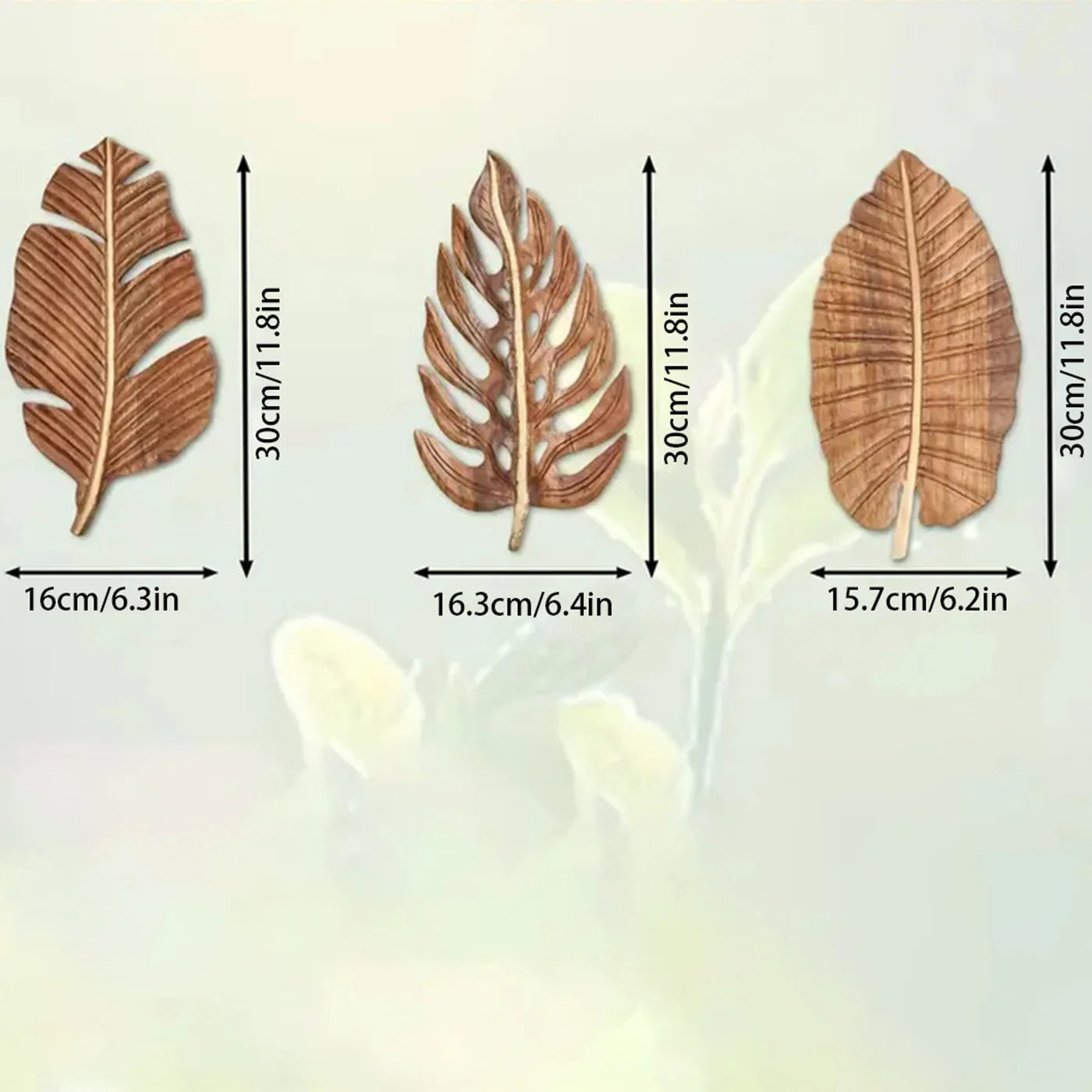 3pcs Wood Leaf Wall Art Decor, Bohemian Home Decor, Wood Wall Sculptures for Living Room, Indoor Wall Hanging Decoration