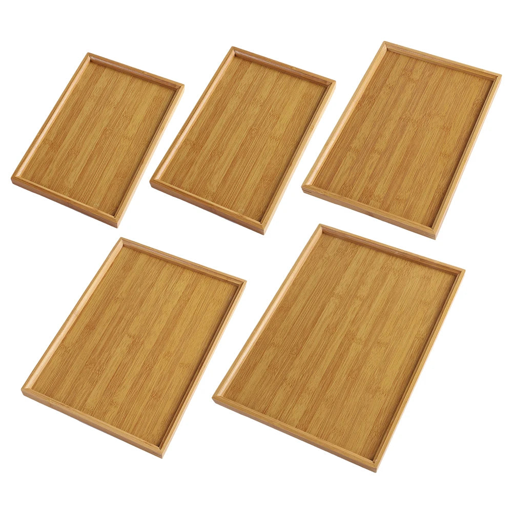 Bamboos Wood Rectangular Tea Tray Solid Wooden  Tray Tea Cups Trays Stand Tray For Kitchen Party Tea Bar Storage Tray Tableware