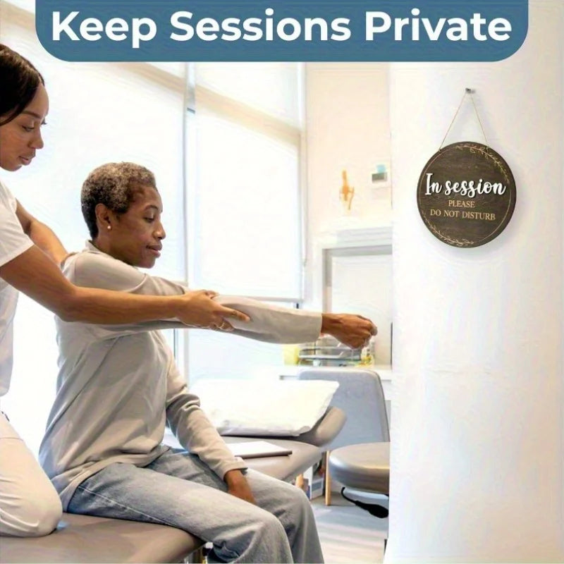 In Session - Please Do Not Disturb | Wooden Door Sign for Therapists and Massage Relax Offices - "Welcome, Knock" Design with Go