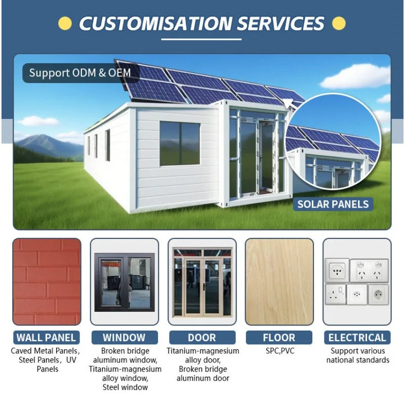 Eco Friendly Container House Folding House Mobile Portable Expandable Tiny Home Container House with Solar Panels Netherlands