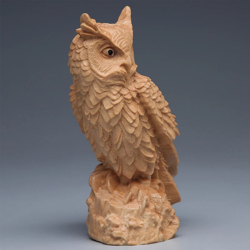 Wooden Owl Statue Ornament,4.13" Solid Wood Crafts,Creative Living Room Home Decoration,Collection Souvenirs,Birthday gift