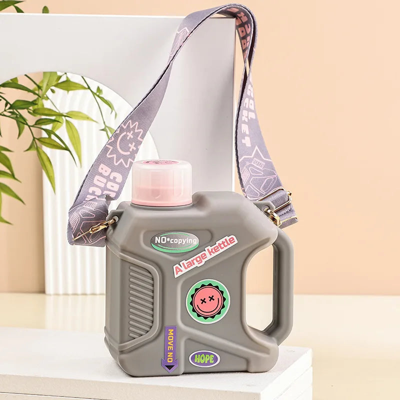 1.6L Extra-large Mug Large Capacity Sports Plastic Water Bottle with Handle Personalized Mecha Student Water Cups