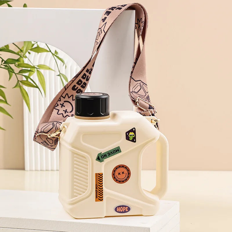 1.6L Extra-large Mug Large Capacity Sports Plastic Water Bottle with Handle Personalized Mecha Student Water Cups