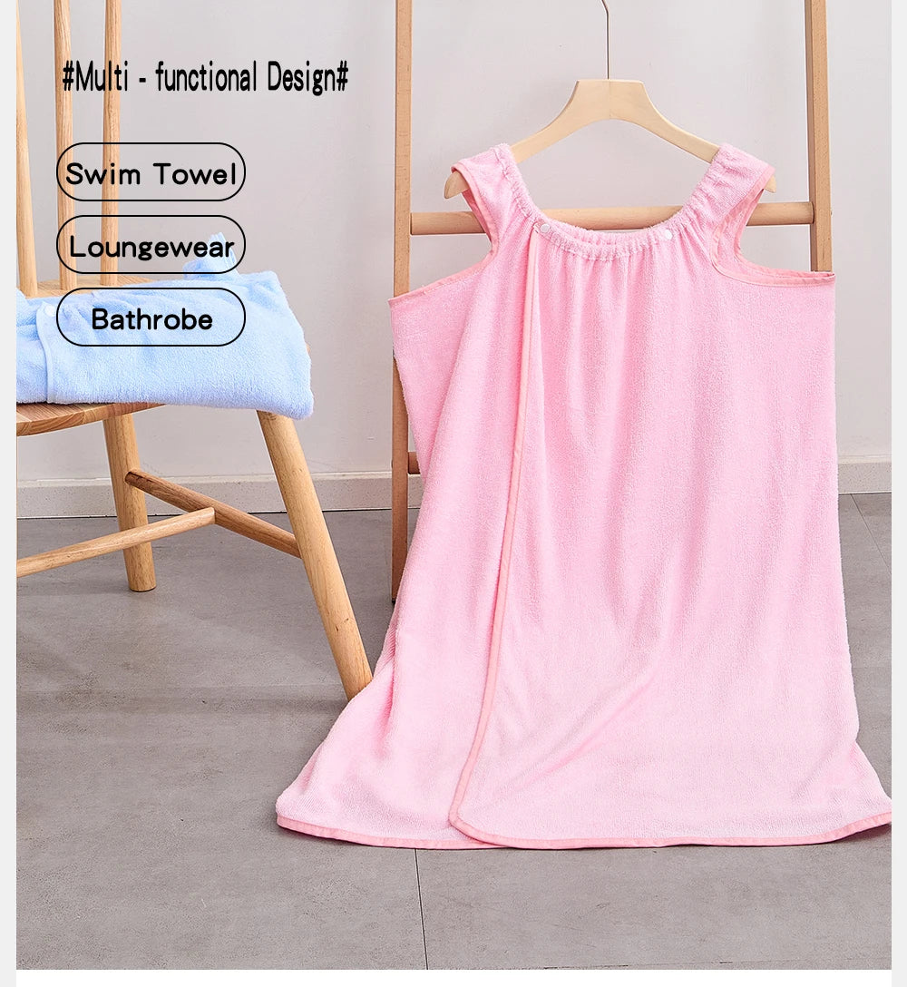 Bamboo Fiber Bath Towel Household Women Wearable Wrap Adults Absorb Water Dry Hair Skirt Long Style Bathroom Washable Bathrobe