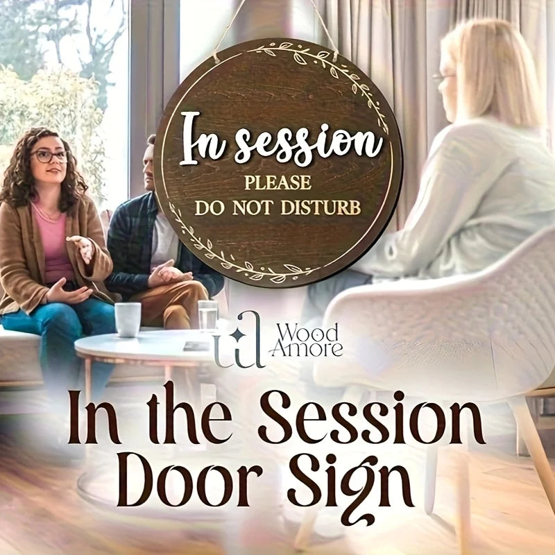 In Session - Please Do Not Disturb | Wooden Door Sign for Therapists and Massage Relax Offices - "Welcome, Knock" Design with Go