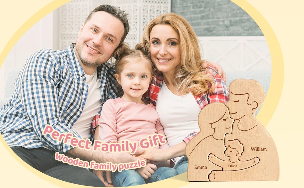 Wooden Family Puzzle Personalized Puzzles 2-5Names Birthday Anniversary Wedding Gifts for Women Men Customized Home Decor