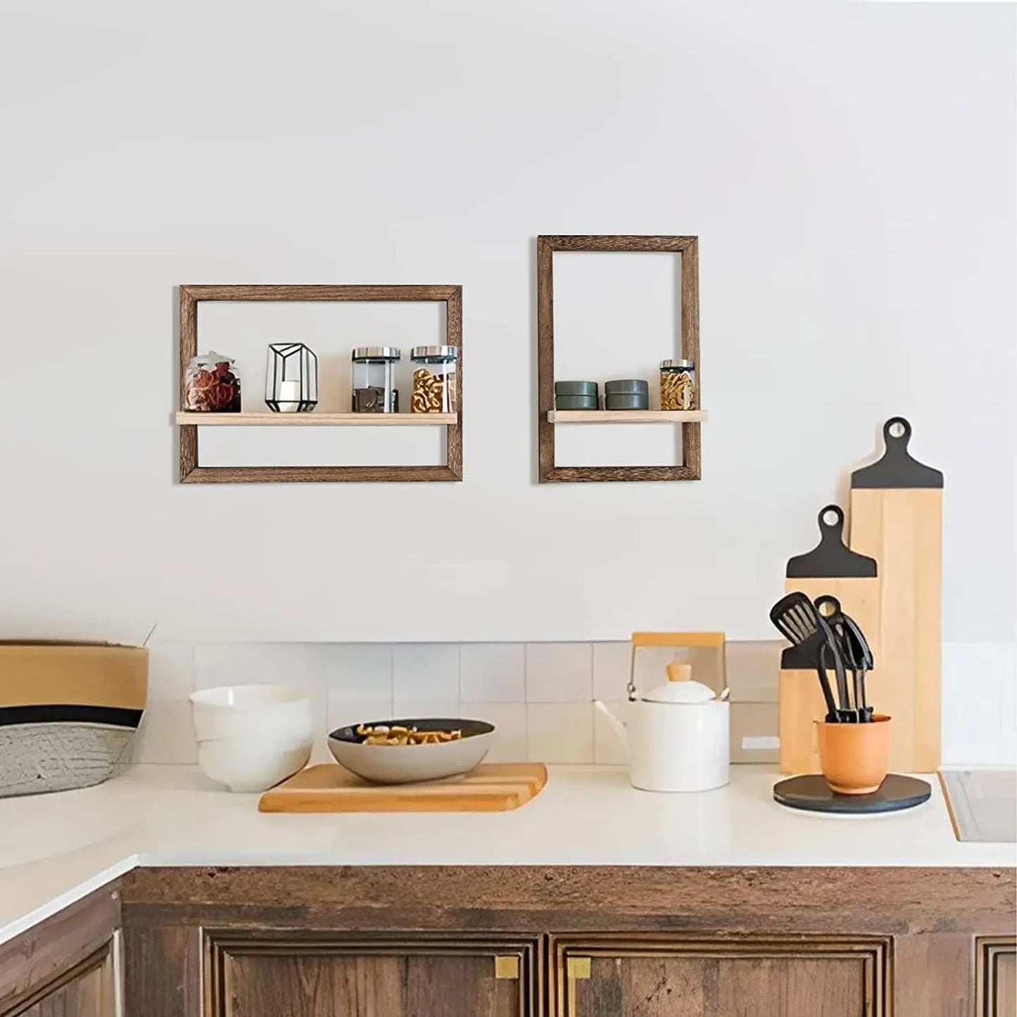 Wood Floating Wall Shelves Hanging Shelf for Wall Storage Rustic Farmhouse Decor for Bedroom Bathroom Living Room Kitchen