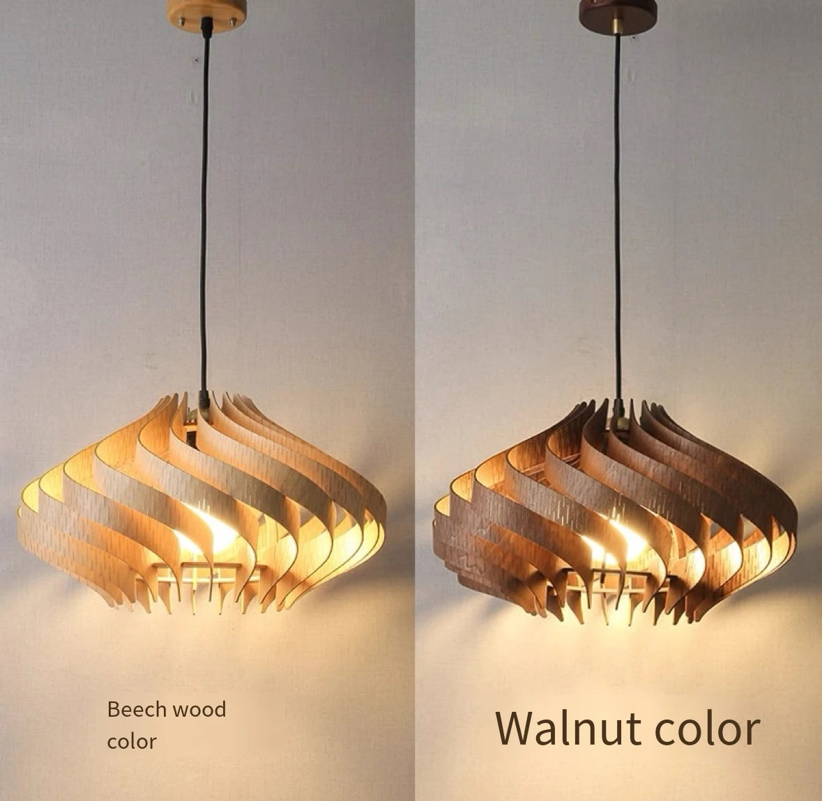 Wood Art Pendant Light, Modern Art Warm LED Decor Lamp for Dining Room Bedroom Bedside Ambient Lighting