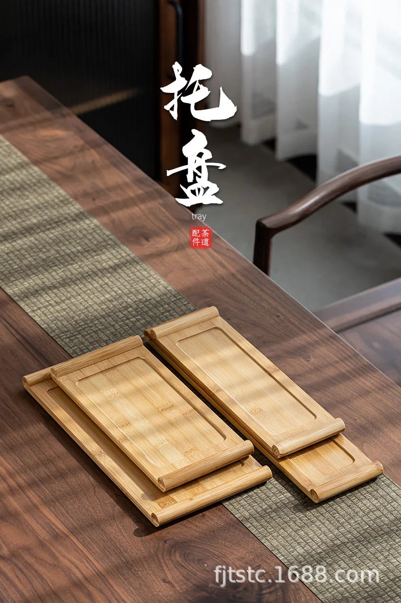 Bamboo tray rectangular Japanese bamboo wood home tea tray wooden bread barbecue tray hotel restaurant snack tray