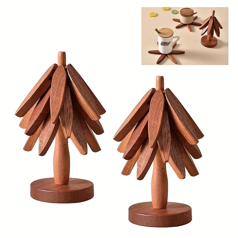 Tree Design Stand Bamboo Wooden Trivets Decorative Anti Scald Heat Resistant Table Mat Coaster Wood   Placemats Pot