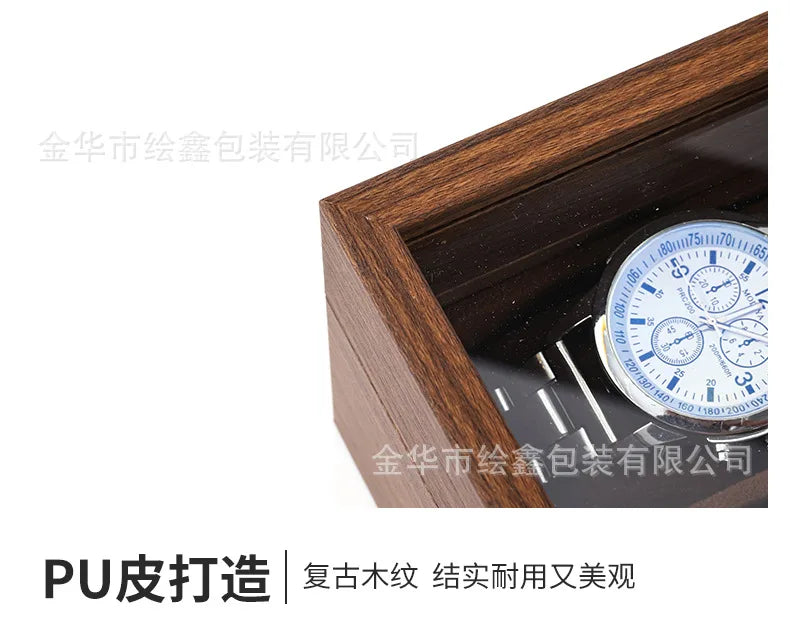 wooden watch storage and display box made of black walnut wood, multi-functional case for collecting watches, jewelry
