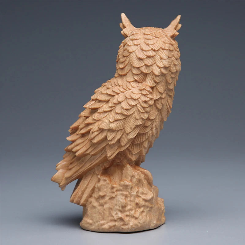 Wooden Owl Statue Ornament,4.13" Solid Wood Crafts,Creative Living Room Home Decoration,Collection Souvenirs,Birthday gift