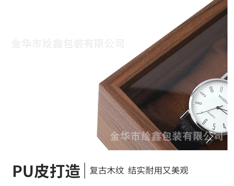 wooden watch storage and display box made of black walnut wood, multi-functional case for collecting watches, jewelry