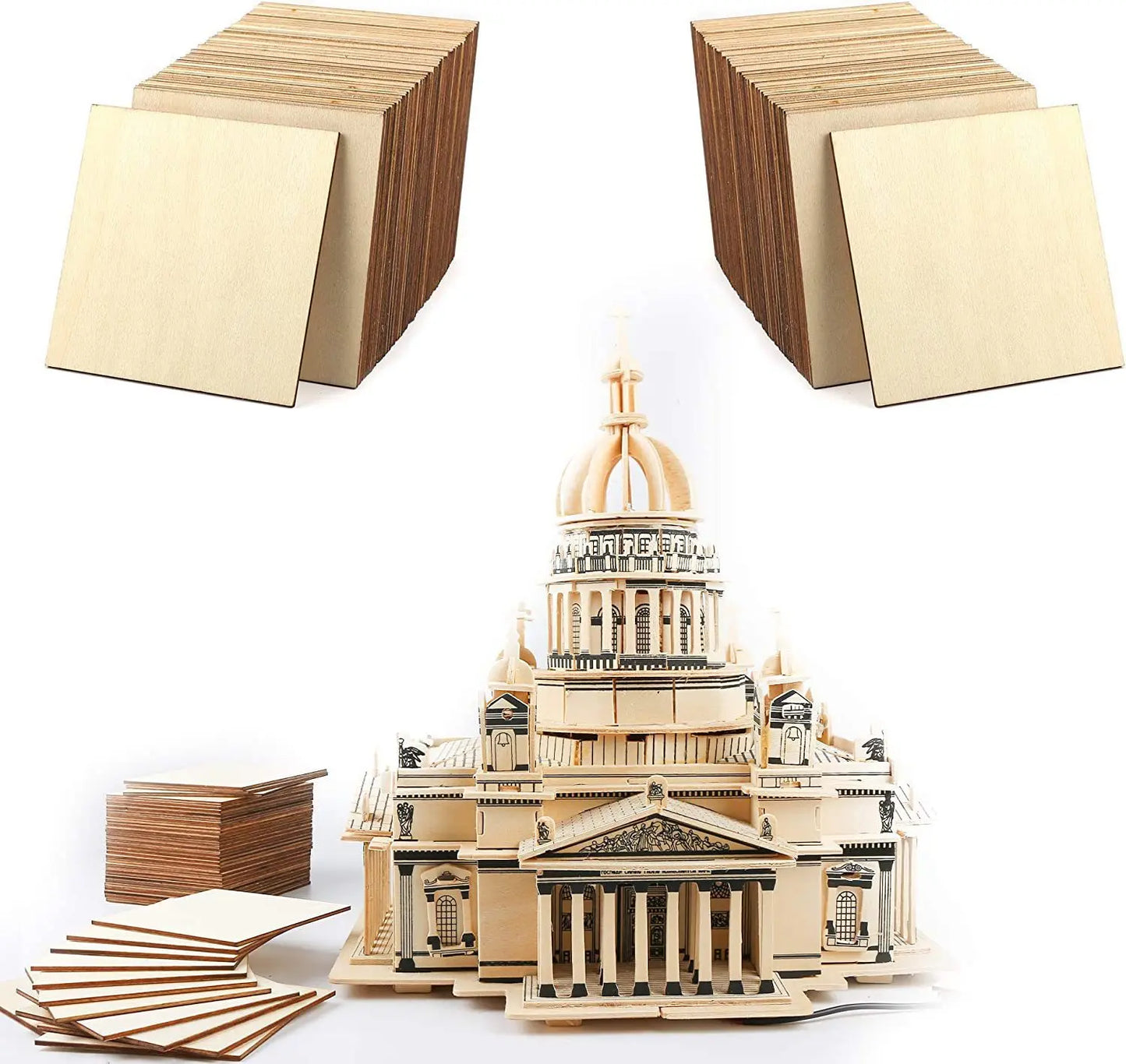 5/10Pcs Wood Square Blank Wood Sheet for Crafts Thin Unfinished Wood Squares for Wood Burning Painting Staining Wood Engrav