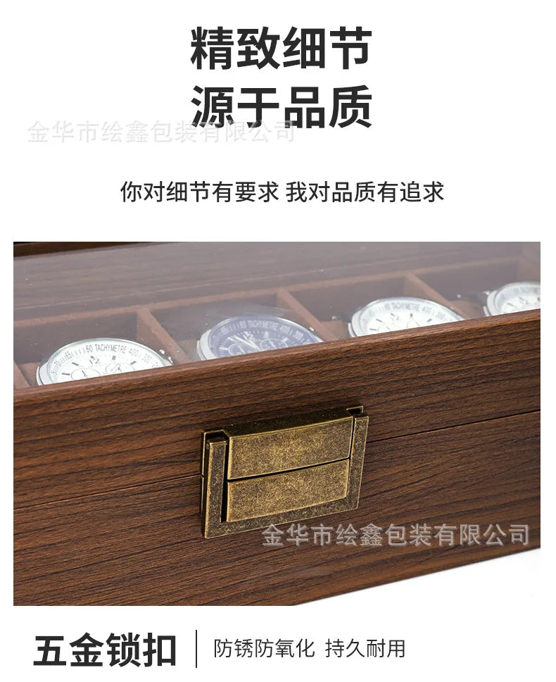 wooden watch storage and display box made of black walnut wood, multi-functional case for collecting watches, jewelry