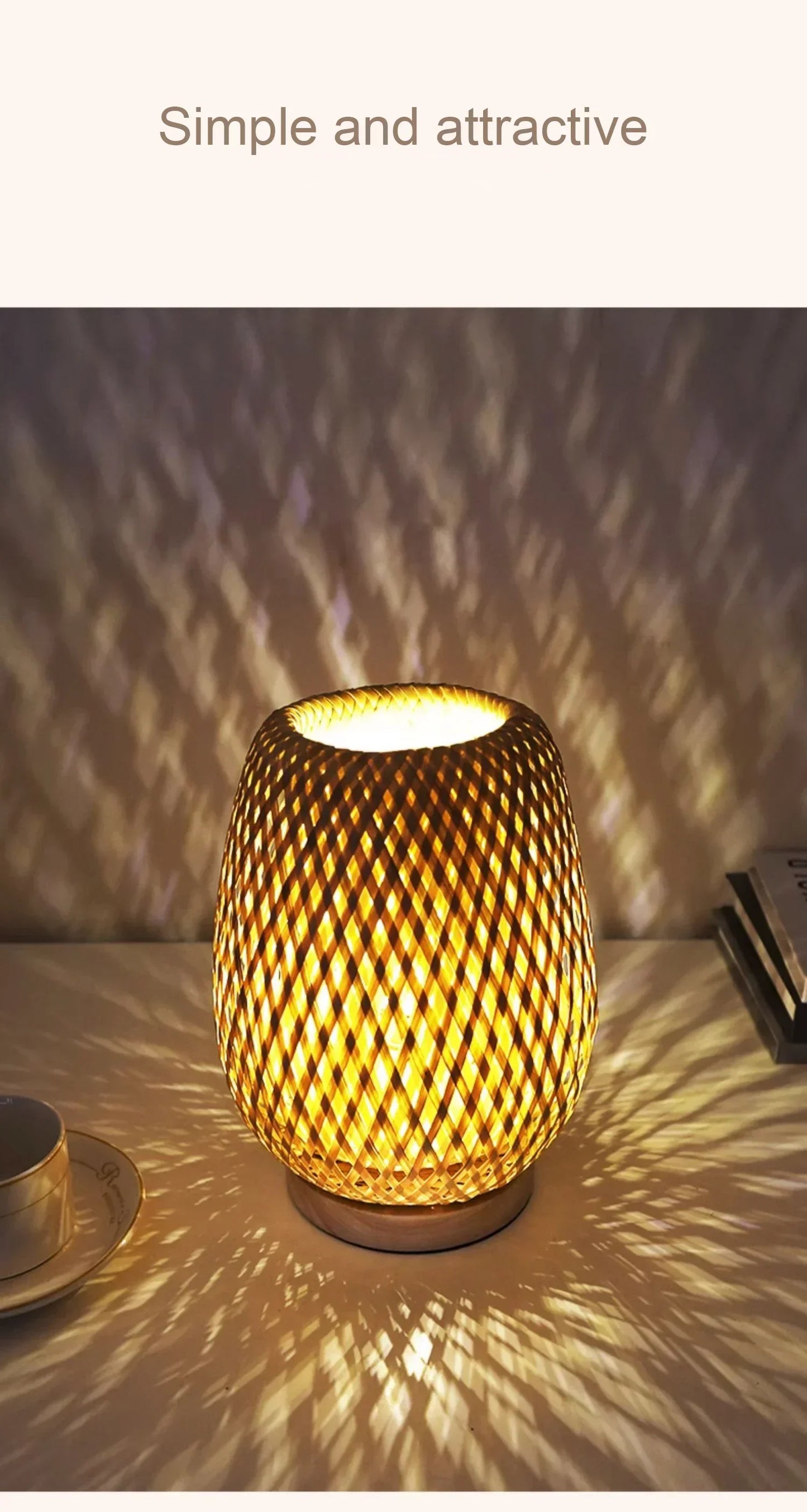 Bamboo Woven lamp Simple Bedroom Study Table Lamp Bedside Table Lamp Bamboo art Warm Decoration Desktop Decoration Table Lamp