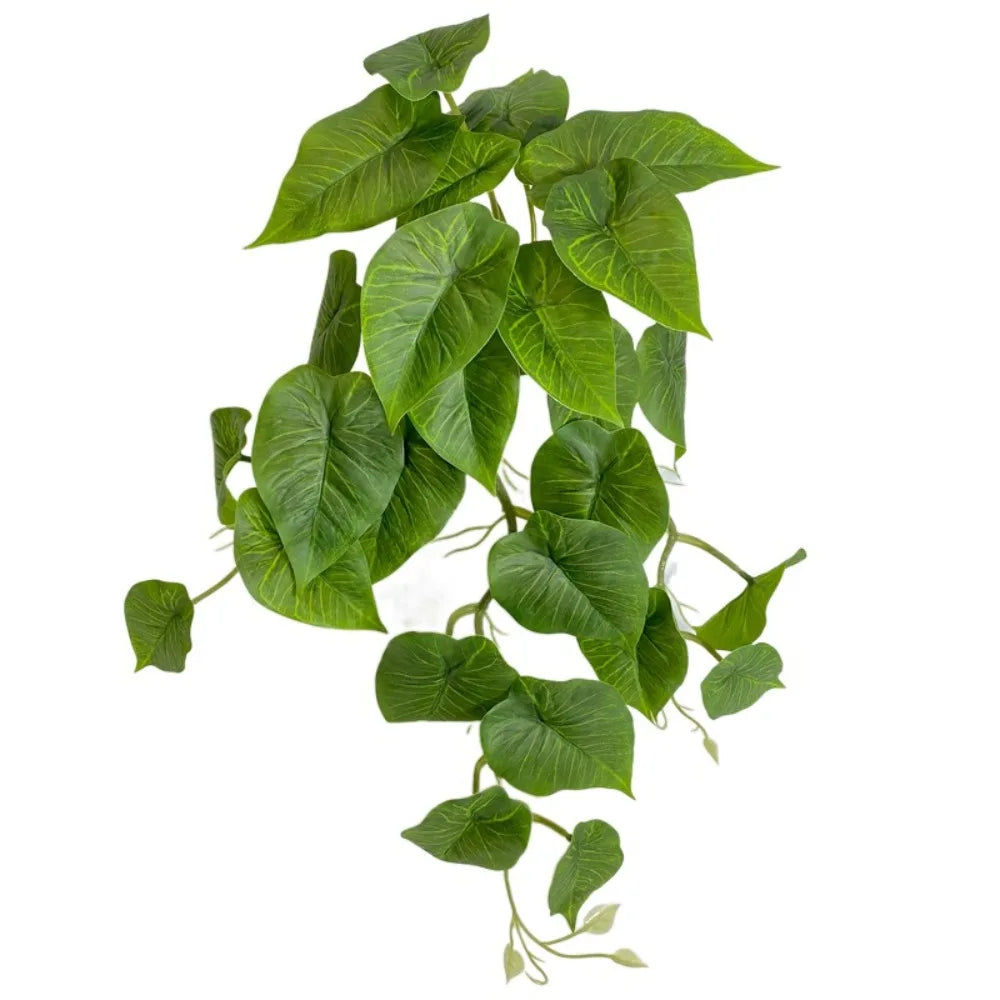 Green Plant Artificial Green Plant Leaves Plastic Realistic Simulation Epipremnum Plant Handmade Real Touch Fake Hanging Plants