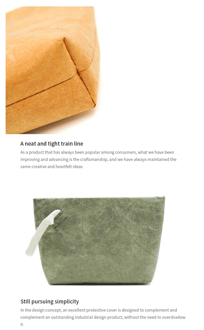 Eco - conscious & Fashion Cosmetic Bag Lightweight Durable Retro Paper Makeup Bag A Good Travel Companion