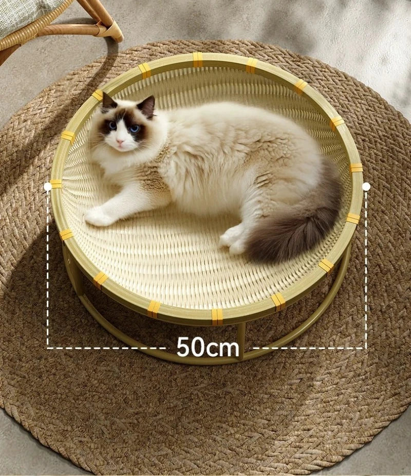 Bamboo Woven Cat Bed Moisture-proof Washable and Breathable Cats Beds and Furniture Wear Resistant Pet Products Cat Accessories