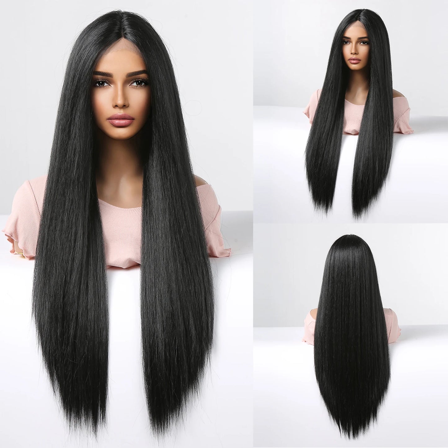 Synthetic Lace Front Hair Wig Brown Blonde Long Straight Lace Wigs for Black Women Natural Heat Resistant Cosplay Party Wig