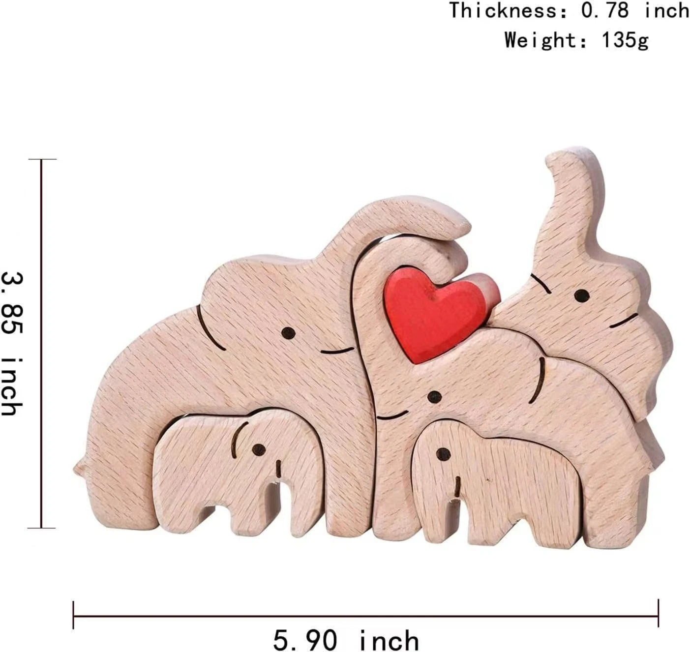 Wooden Elephant Family Statue - Home Decoration Craft Ideal for Living Room Desktop Ornament Puzzle Design Perfect Festival Gift