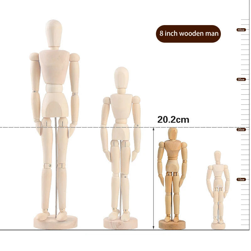 Wooden Hand Man Wood Drawing Mannequin Rotatable Modle Artist Movable Limbs Human Male Miniatures Figurines Decoration Crafts