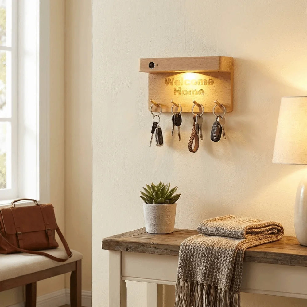 Wooden Material Motion Sensor Wall Light Sensitive Motion Detection Natural Wood Finish Night Lamp Battery Operated