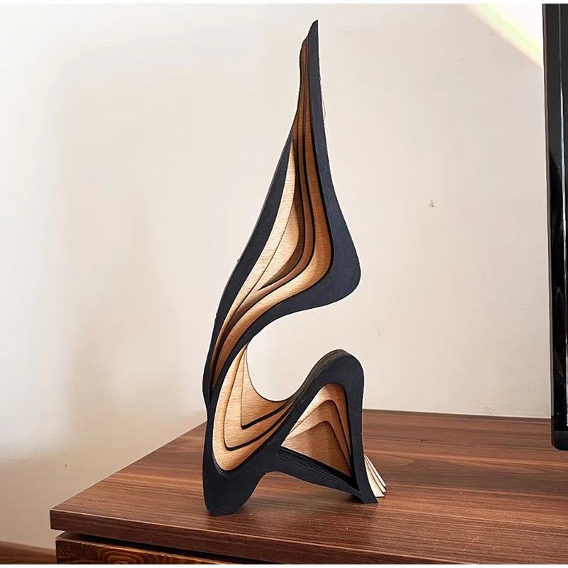 Wooden Three-dimensional Curved Artistic  Decoration   Bookshelf  Room Decoration Desktop Ornaments  Irregular Shape Artwork