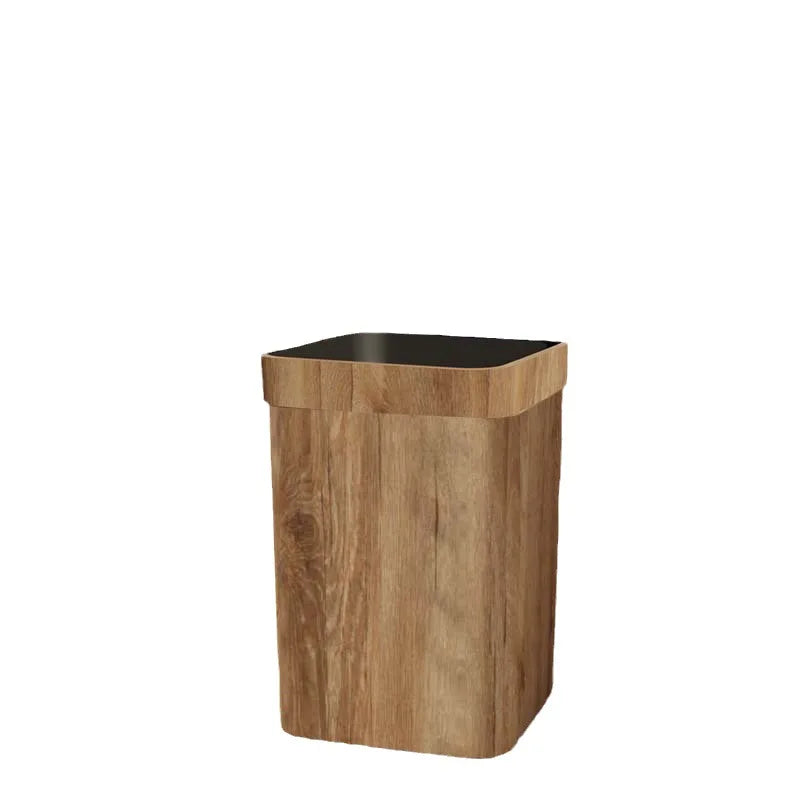 Wood Grain Trash Can Household High-looking Bathroom Kitchen B&B Hotel Trash Can