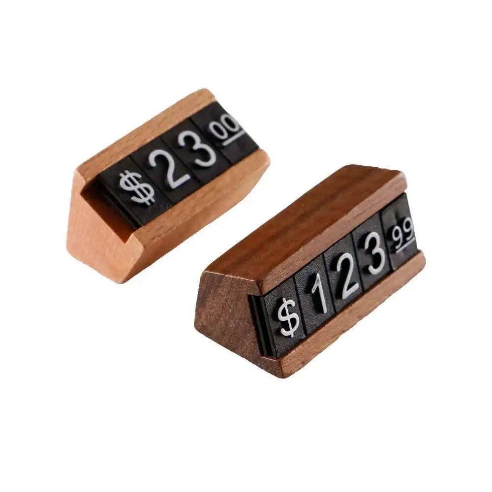Wood Adjustable Number Letter Price Label Commodity, Wine, Tea, Beauty Products Display Plate Price Cube Tags