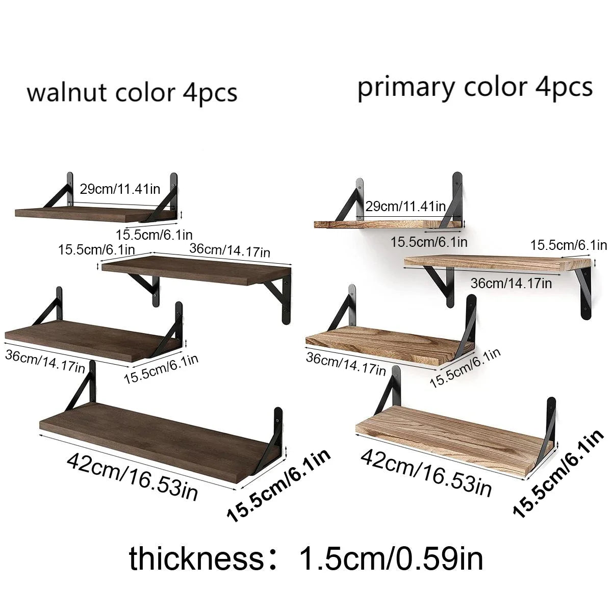 Floating Shelves for Wall Bookshelves Wall Mounted Wood Shelf for Living Room Bathroom Bedroom Kitchen Home Decor Clothing Rack