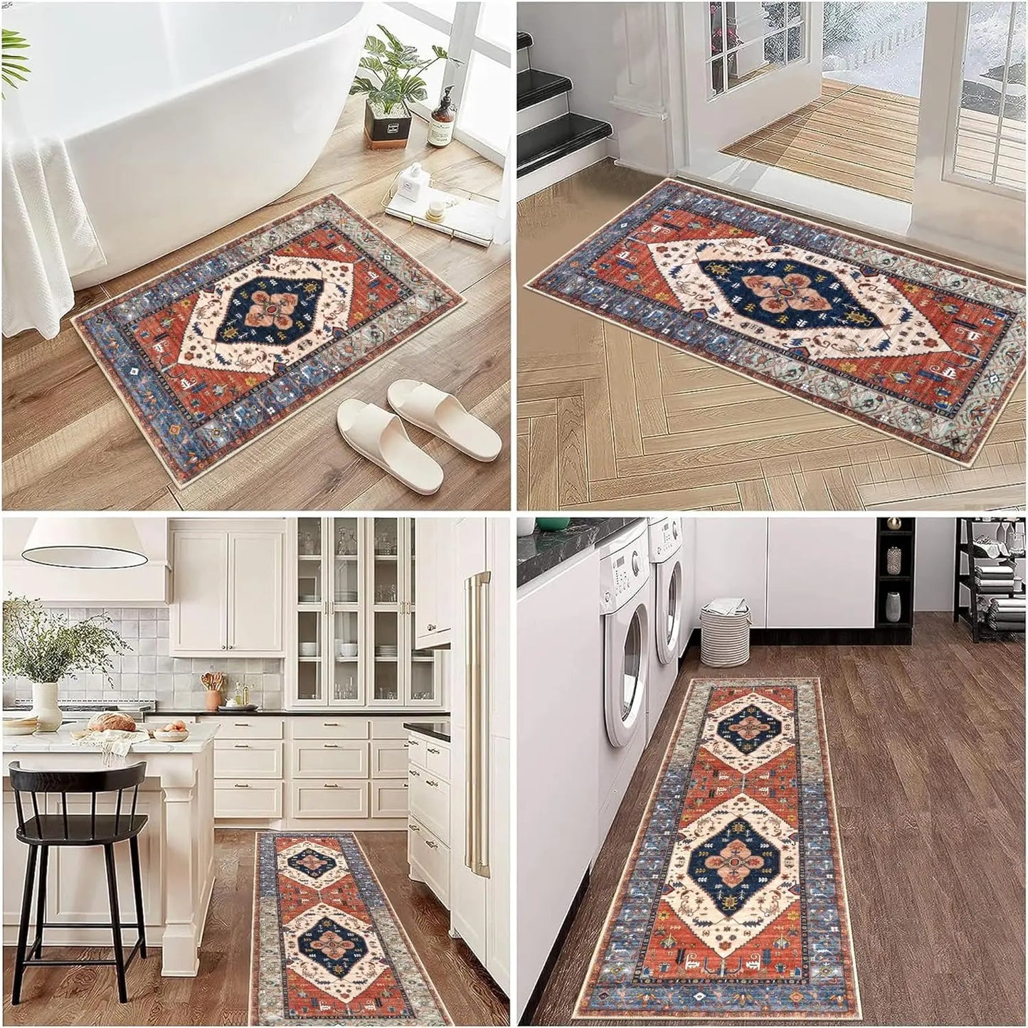 VIKAMA Retro Luxury Kitchen And Bathroom Entry Door Carpet, Living Room Sofa, Coffee Table Mat, Anti-Slip Home Decoration