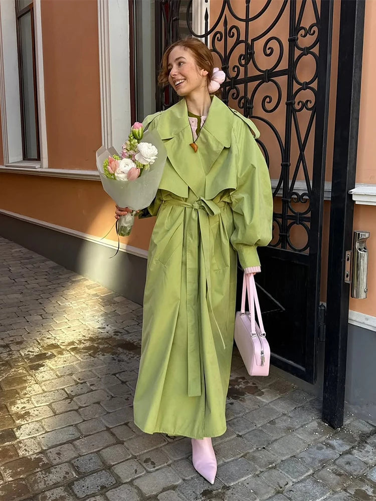 Women Lapel Lace Up Trench Coat Fashion Lace Up Full Sleeve Button Short Thin Windbreak 2026 New Lady Daily Street Outerwear