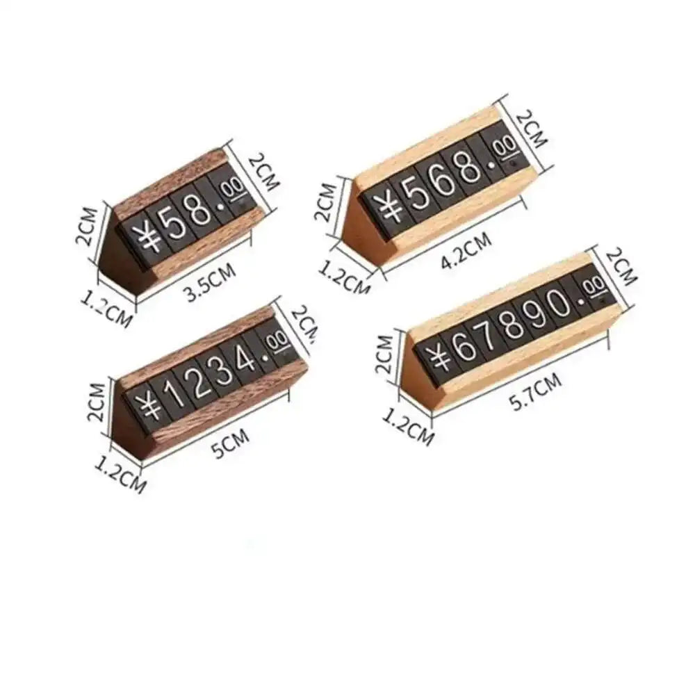 Wood Adjustable Number Letter Price Label Commodity, Wine, Tea, Beauty Products Display Plate Price Cube Tags