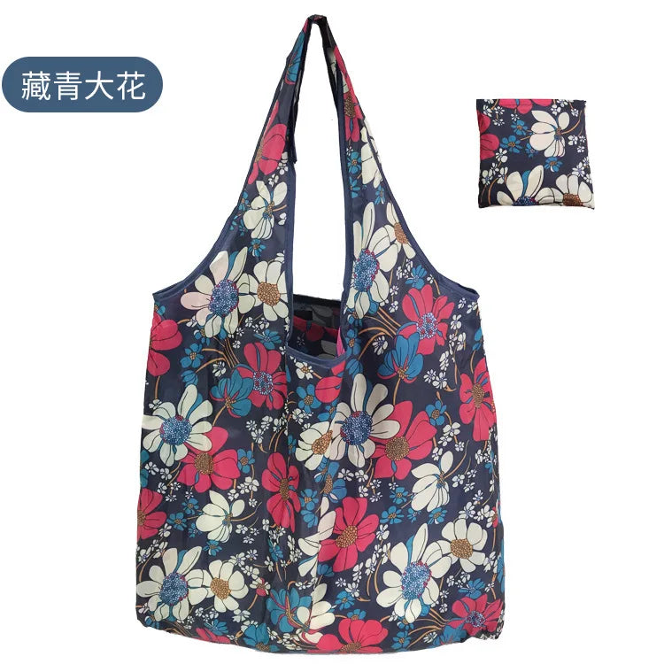 Large Foldable Reusable Eco Bag - Shoulder Shopping Tote Pouch for Grocery, Beach Toy Storage, Eco-friendly Package