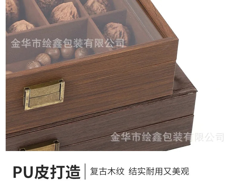 wooden watch storage and display box made of black walnut wood, multi-functional case for collecting watches, jewelry