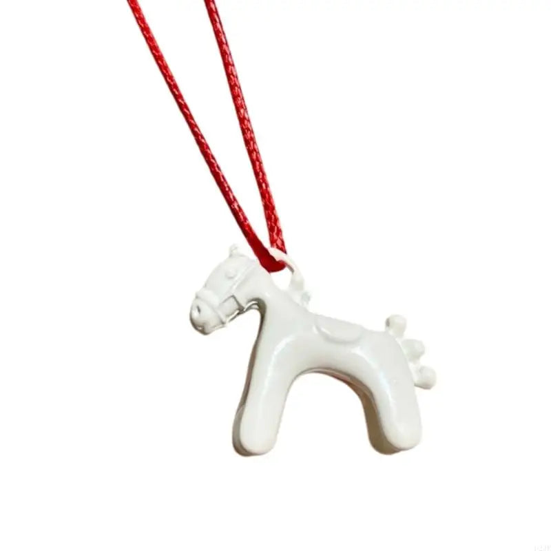 Artistic Enamel Coated Horse Charm Necklace With Intricate Craftsmanship Adjustable Length Cord For Daily Styling
