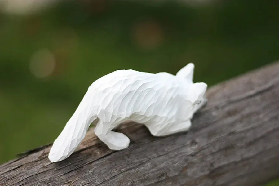 Modern Art Fox Wood Carving Ornaments Solid Wood Handicrafts Red White Foxes Home Decor Desk Decor Animal Figurine Statue