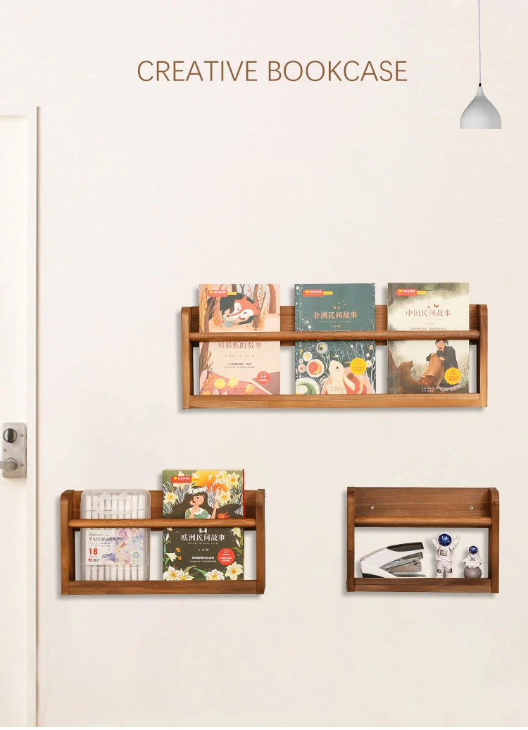 Wood Nursery Book Shelf Wall Mounted,Floating Bookshelf for Kids Room,Toys and Books Storage Organizer Bookshelves for Bedroom