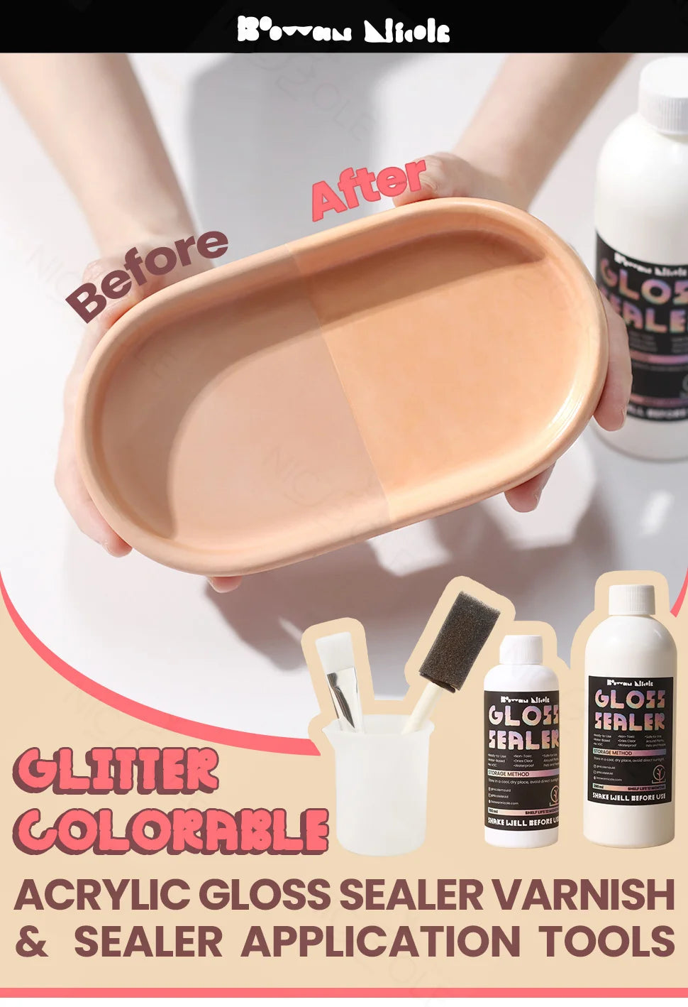 Glitter Acrylic Gloss Sealer Varnish Eco-friendly for Jesmonite Concrete Plaster Eco-friendly Acrylic Sealer Gloss Finish