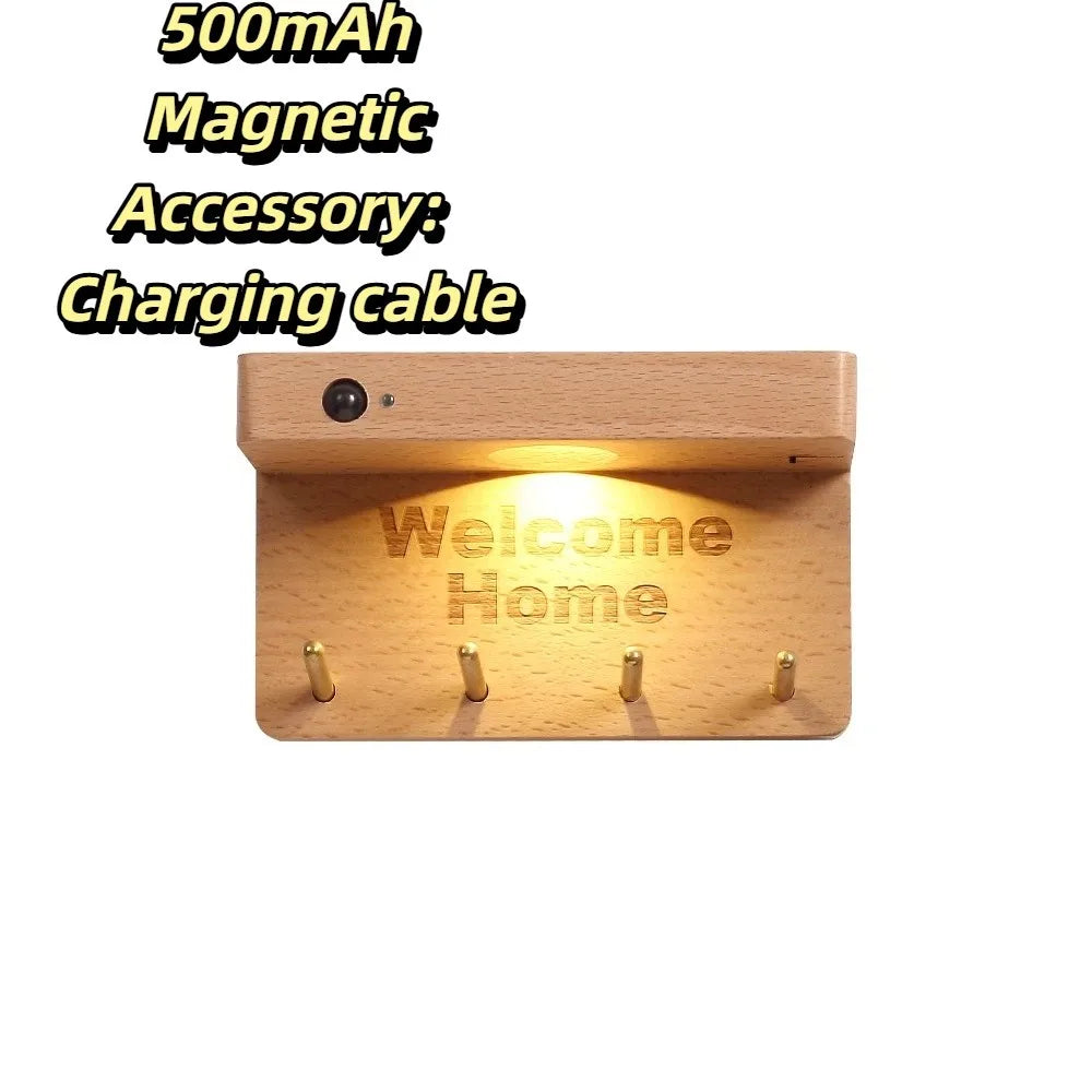 Wooden Material Motion Sensor Wall Light Sensitive Motion Detection Natural Wood Finish Night Lamp Battery Operated